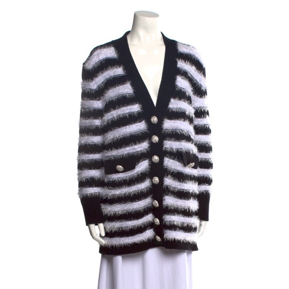Ronny Kobo Black & White Striped Tamika Cardigan, size XL - Picture 4 of 11
